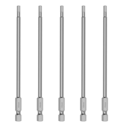 5 Pcs H4 S2 Steel Hex Bit, 4mm, 150mm Length, 1/4" Shank | Magnetic Hex Allen Wrench Screwdriver Bit, 1/4" Hex Shank, Impact Driver Bit for Furniture, Auto Repair & DIY - size: H4, style: 150mm