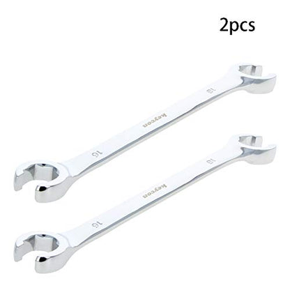Auniwaig 16mm x 18mm Flare Nut Wrench 0.63 x 0.71 Inch Metric Double Open End Geardrive Flare Nut Wrench for Removing Replacing Nuts 2 Pcs - size: 16x18mm