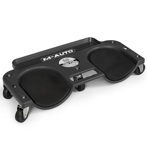 M-AUTO Rolling Knee Creeper Durable Knee Pads with Full 360 Degree Turn Casters and Tool Tray, Garage Kneeling Pads on Swivel Castors for Home Workshop Auto Repairing Maintaining, Black - color: Black