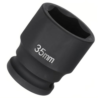3/4"Drive x 35mm Metric, 6-Point Deep Impact Socket, Axle Nut Impact Socket | 40CR Alloy Steel,Clear labeling, Common Tools for Car Repair/Mechanical Work/Construction/Carpentry and Home Maintenance - size: 35mm