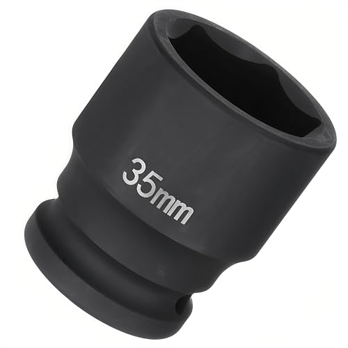 3/4"Drive x 35mm Metric, 6-Point Deep Impact Socket, Axle Nut Impact Socket | 40CR Alloy Steel,Clear labeling, Common Tools for Car Repair/Mechanical Work/Construction/Carpentry and Home Maintenance - size: 35mm