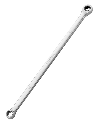 toolant 10mm Extra Long Ratcheting Wrench Metric 90-Tooth | 90-tooth ratchet with 4° swing arc, CR-V steel construction and extra-long design provide smooth access and higher torque - size: 10mm