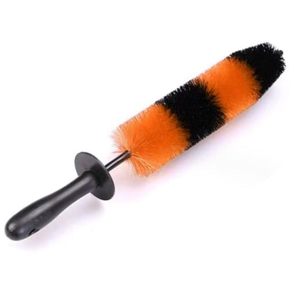 Master Car Wheel Brush, 16" Long Soft Bristle Car Wheel Rim Cleaner Brush, Easy Reach Wheel and Rim Detailing Brush, Car Washing Brush Tire Detail Brush for Wheel Rim Exhaust Tips (Orange & Black)
