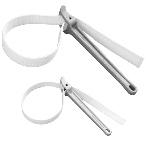 2 Pcs Adjustable Aluminum Oil Filter Strap Wrench Set,12 & 16-inch Pipe Wrench with Nylon Strap for Replacing Oil Filter Removal Tool for Tight Spaces,PVC Junctions