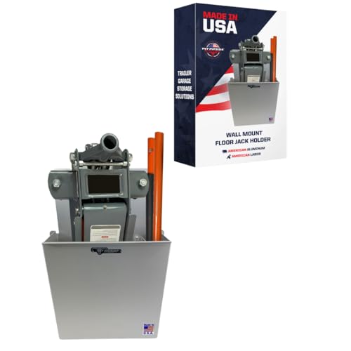 Pit Posse PP3351 Aluminum Wall Mount Floor Jack Holder Pouch Stabilizer - Made in USA - Stabilizer for Enclosed Race Trailer Garage Shop Organizer Storage Snowmobile 5th Wheel Toy Hauler (Silver) - color: Silver
