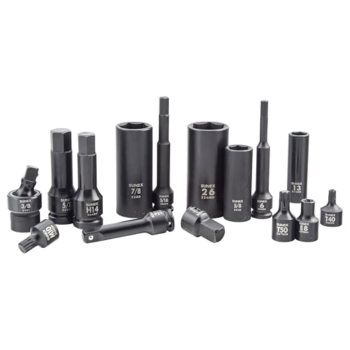 Sunex Tools 3/8" & 1/2" Drive SAE & Metric 6 Point Standard & Deep with Star (E and Tamperproof), Triple Square, & Hex Bit, 106-Piece, Model 10105 - size: 105-piece SAE/Metric