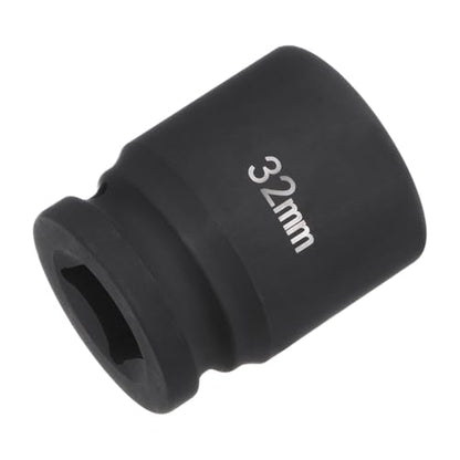 HARFINGTON 6-Point Impact Socket 3/4" Drive 32mm Metric 40Cr Alloy Steel Spindle Axle Nut Impact Socket - size: 32mm