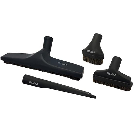 Beam Central Vacuum Brush Kit 12" Floor Brush with Attachments - 4 Piece Vacuum Accessories Set | Upholstery, Crevice, Dusting Tools - Parts & Accessories