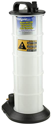 Mityvac MV7300 Pneumatic 2.3 Gallon Venturi Vacuum Pump Fluid Evacuator, Uses Compressed Air, Chemical-Resistant Polyethylene, Air Shut-Off Valve, Overflow Prevention, Quick-Drain Spout, Large Base