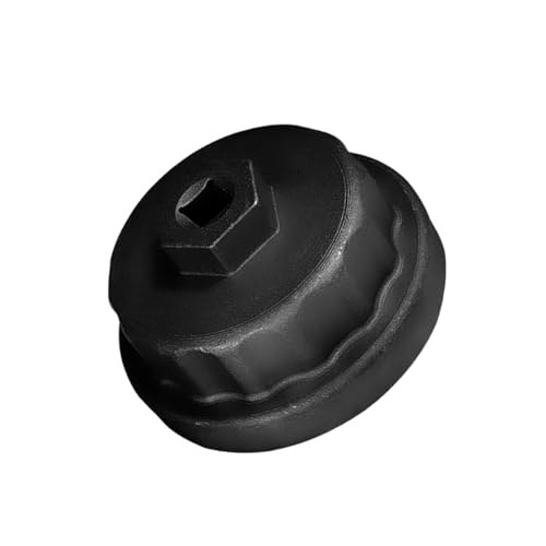 HZEL Car 64mm 14 Flutes Oil Filter Wrench, Aluminum Alloy 4 Slots Cap Style Oil Filter Socket Removal Tool Replacement, Compatible with ES300h GS350 GS460 IS F Avation Venza (Black) - color: Black, size: 4 Slots