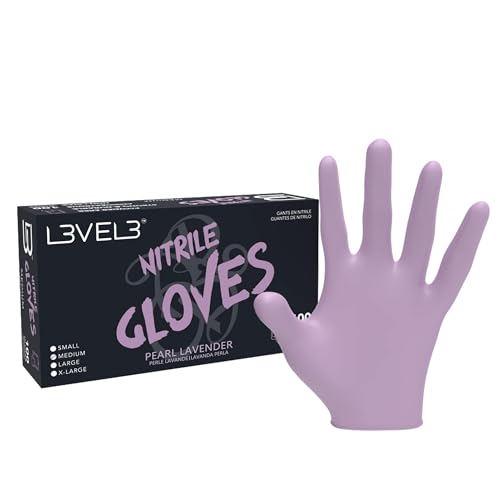 L3 Level 3 Nitrile Gloves - Professional Heavy Duty Disposable Gloves - Latex Free - Fits Snug - Box of 100 - color: Lavender, size: Small (Pack of 100)
