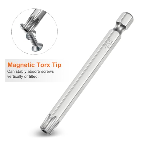 HARFINGTON 2pcs T40 Security Torx Bit 1/4" Hex Shank 3" Long S2 Steel Magnetic Tamper Resistant Star Bits Screwdriver Torx Head with Hole for Driver Drill Bits Remove Fastening Screws - size: T40