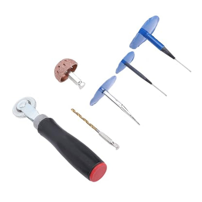 Drfeify Tire Repair Patch Kit, ABS Metal Mushroom Plug Tire Repair Tool Set 27PCS with 4mm Drill Bit Buffing Wheel and Roller for Cars Trucks Bikes Scooters
