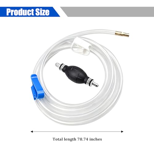Car Gasoline Siphon Hose Pump, Manual High-Flow Vehicle Oil Gas Transfer Pump with PVC Hose, Portable Automotive Hand Fuel Siphon for Petrol Water Diesel, Universal for Vehicles