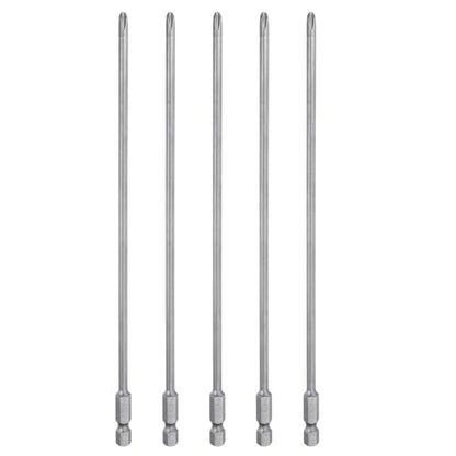 HARFINGTON 5pcs #2 Phillips Screwdriver Bit PH2 1/4" Hex Shank 8" (200mm) Long Magnetic S2 Steel Industrial Grade Screw Driver Bit Cross Head Electric Drill Bits 0.157" (4mm) Rod - size: PH2 x 200mm x 4mm