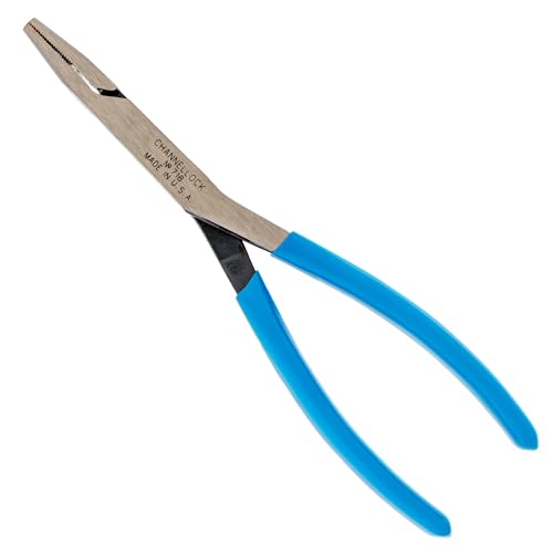 Channellock 718 8-Inch Flat Nose Pliers | Duckbill Jaw Pliers with Extra Long Nose and Crosshatch Teeth Pattern Designed for Hard-to-Reach Places | Forged of High Carbon Steel | Made in the USA - style: Flat Nose