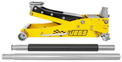 JEGS Professional Low-Profile 3-Ton Aluminum Floor Jack | 3" Inch Minimum Saddle Height | Lightweight Construction | 360 Degree Rotating Saddle