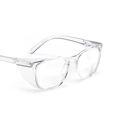 Stoggles Square Z87.1 Certified Polycarbonate Safety Glasses, Anti-Fog | Stylish, Protective, Blue-Light + UV Blocking, Top/Side Shields, Rx Ready, Unisex, Light, Scratch & Impact Resistant - color: Clear, size: Medium