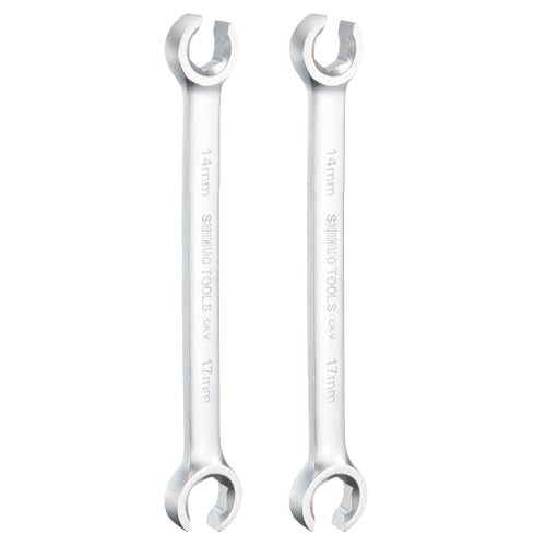 HARFINGTON Flare Nut Wrench 14mm x 17mm CR-V Nickel Plating Wrench for DIY Automotive Repairs and Household Maintenance - size: 14mm x 17mm
