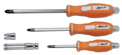 JIS Driver and Bits 7pc Set #1#2#3 Screwdrivers #2#3 Short/Long 1/4 Bits