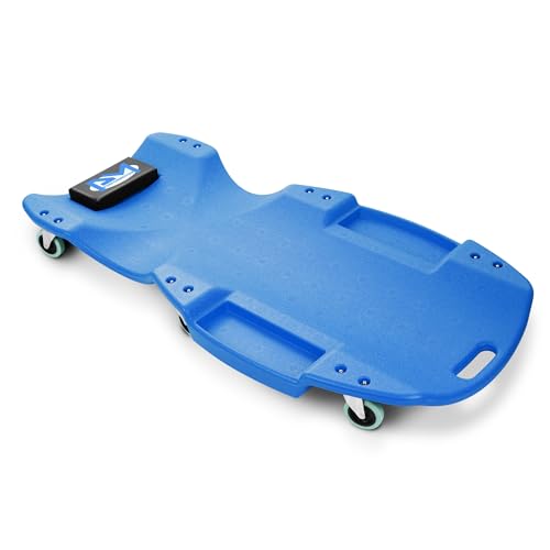 PM PERFORMOTOR Inches Heavy-Duty Low-Profile Roller Automotive Creeper with Padded Headrest, Blue, PM-TOL-CPC48-BL - color: Blue, size: 48 Inches