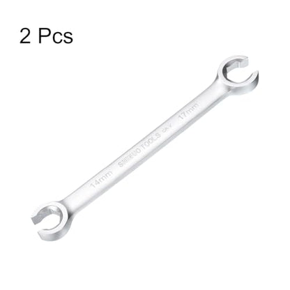 HARFINGTON Flare Nut Wrench 14mm x 17mm CR-V Nickel Plating Wrench for DIY Automotive Repairs and Household Maintenance - size: 14mm x 17mm