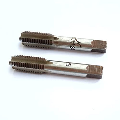 AtticZone M10 x 1.25 Metric Hand Thread Tap, Right Hand, Alloy Tool Steel, 1 Taper Tap, 1 Plug Tap for Metal Working DIY Industrial - size: M10x1.25