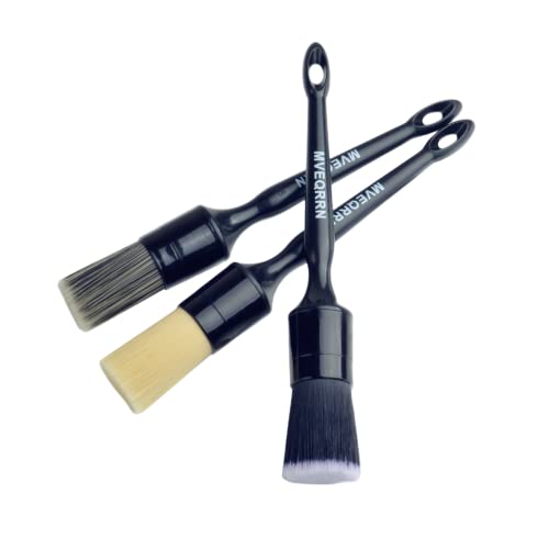 MVEQRRN 3PCS Car Detailing Brush Set, Boars Hair & Soft Auto Brushes | No Scratch,Detailing Brush for Air Vent,Leather Seat,Detail Brushes Car Detailing for Interior Exterior - color: 3pcs car detailing brush (AS PICTURES)