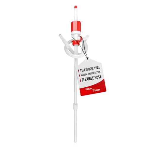 TERA PUMP Heavy Duty Manual Drum Pump TRDRUM40 | For 55 Gallon Barrels, BPA-Free, Portable Fuel Transfer, Adjustable Length Tube