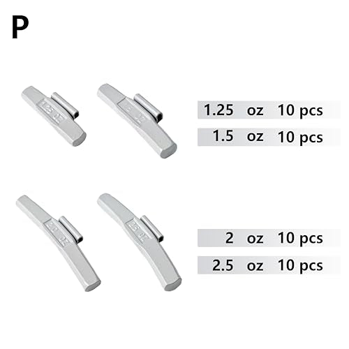 P-M40 Wheel Weight Kit P Style ;Grey 40pcs/kit: 1 1/4oz, 1 1/2oz, 2oz and 2 1/2oz 10pcs Each - size: P-M40