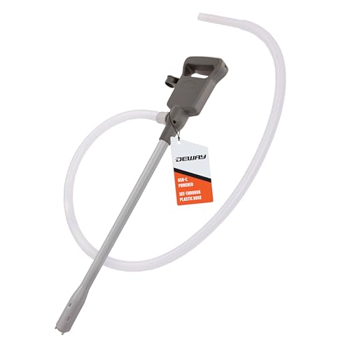 Deway Automatic Fuel Transfer Pump, Powerful AA Battery Powered with USB-C Power Option, 51" Extra Long Hose Fits All Size Cans, Portable Liquid Pump Transfers at 3.8 Gal/Minute - style: Basic No Auto-Stop