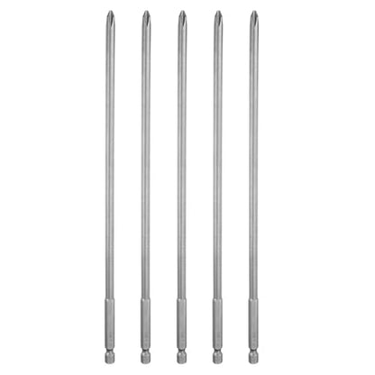 HARFINGTON 5pcs #2 Phillips Screwdriver Bit PH2 1/4" Hex Shank 10" (250mm) Long Magnetic S2 Steel Industrial Grade Screw Driver Bit Cross Head Electric Drill Bits 0.236" (6mm) Rod - size: PH2 x 250mm x 6mm