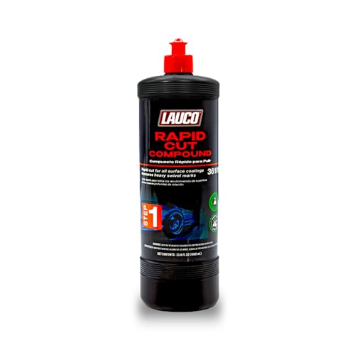 LAUCO Step 1 Rapid-Cut Automotive Polishing Compound – 32oz, Heavy-Cut Formula for Deep Scratch, Oxidation & Sanding Mark Removal, Silicone-Free & Clear-Coat Safe (1000 mL) - style: Step1–32oz