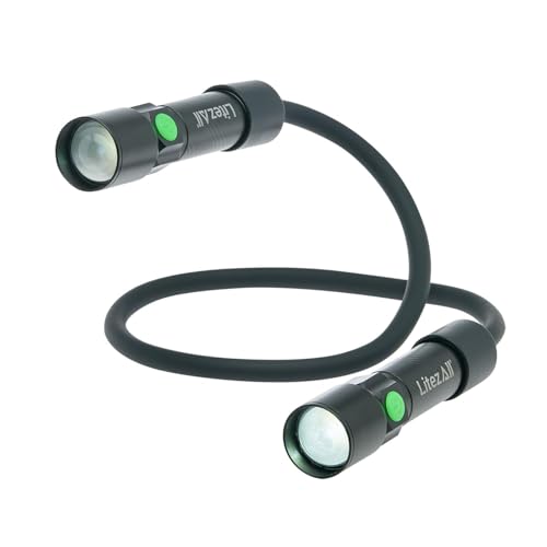 LitezAll Rechargeable Bendable Neck Light | 500 Lumen Dual Magnetic Flashlights | Hands Free Flexible Gooseneck Reading Light | Portable LED Work Light for Mechanics, Knitting & Repairs