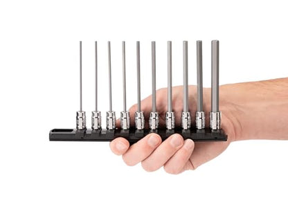 TEKTON Long Hex Bit Socket Set, 10-Piece | SHB90108 - size: 10-Piece (5/64-5/16 in.)