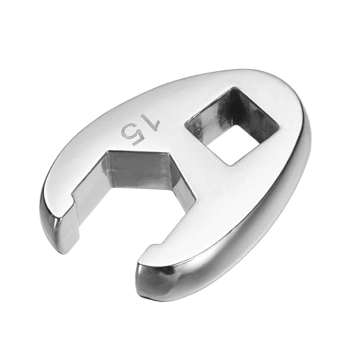 HARFINGTON Drive Crowfoot Wrench 3/8" Drive 15mm Metric Fractional Crowfoot Flare Nut Wrench 40Cr Chrome Plated Open End Crowfoot Wrench for Mechanics Automotive Repair Work - size: 15mm