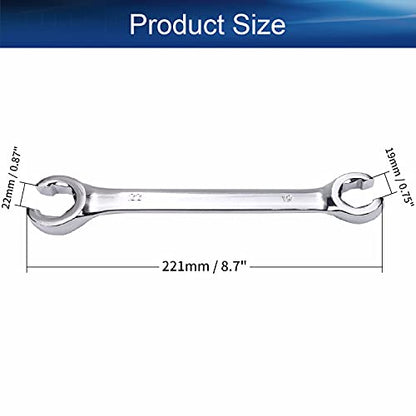 Auniwaig Flare Nut Wrench, 19mm x 22mm Metric Double Open End, 2Pcs - size: 19x22mm