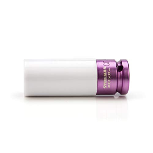 Steelman 13/16-inch Sleeved Socket, Wheel and Lug Nut Protector Polyethylene Sleeve and Insert, Non-Marring, Long, 6-Point, 1/2-inch Drive - size: 13/16" Purple