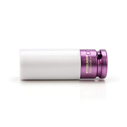 Steelman 13/16-inch Sleeved Socket, Wheel and Lug Nut Protector Polyethylene Sleeve and Insert, Non-Marring, Long, 6-Point, 1/2-inch Drive - size: 13/16" Purple