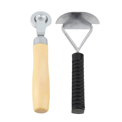 Keenso 6mm Tire Patch Roller Scraper Set, Tire Repair Tool Kit with Wood Handle for Cars Motorcycles