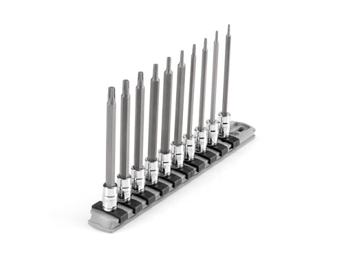 TEKTON Long Torx Bit Socket Set with Rail, 10-Piece | SHB90109 - size: 10-Piece (T6-T30)