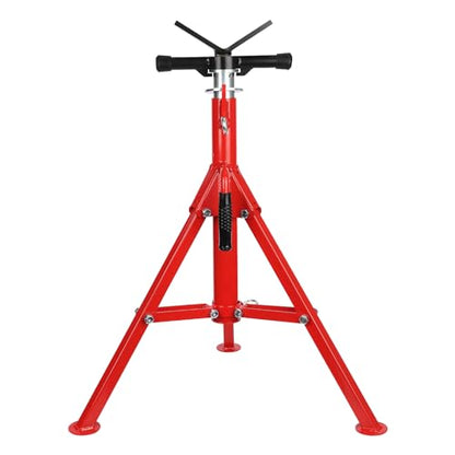 V Head Pipe Jack Stand Robust Steel Heavy-Duty Construction | 28-52 Inch Adjustable Height | 2500 Lb Load Capacity | with Portable Folding Legs | Ideal for Welding, Automotive, Construction Projects