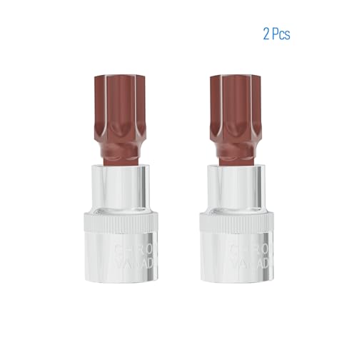 2PCS 3/8" Drive T55 Torx Bit Socket, S2 Steel Bits, Heat Treated CR-V Steel Star Sockets 1.9" Length - size: T55