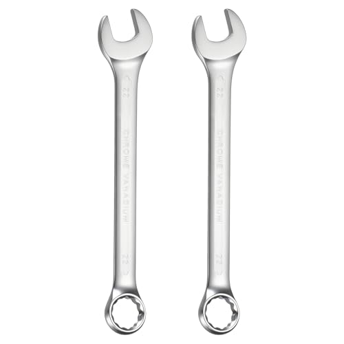 HARFINGTON 2Pcs Metric Combination Wrench 22mm Open End & 15-Degree Offset 12-Point Box End Chrome Vanadium Steel Industrial Grade Double Ended Wrenches Spanners Tools - size: 22mm