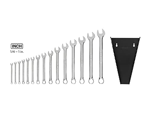 TEKTON Combination Wrench Set with Rack, 15-Piece (1/4-1 in.) | WCB92106 - size: 15-pc. (1/4-1 in.), style: Rack