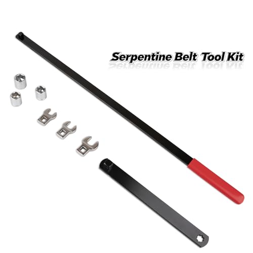 8PCS Serpentine Belt Tool Kit, Belt Tensioner Wrench Set 3/8" & 1/2" Drive for Automotive Engine Maintenance