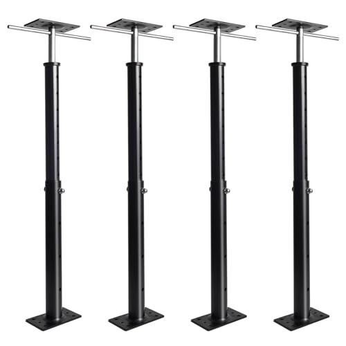 House Floor Jack, 19-38 inches Height Range, Adjustable Post Pole Jacks for Leveling, Joist Beam Basement Jack for House Foundation Temporary Support, 3-5 ton Capacity Floor Jack - color: Black, size: 19-38 Inches(4 Pack)