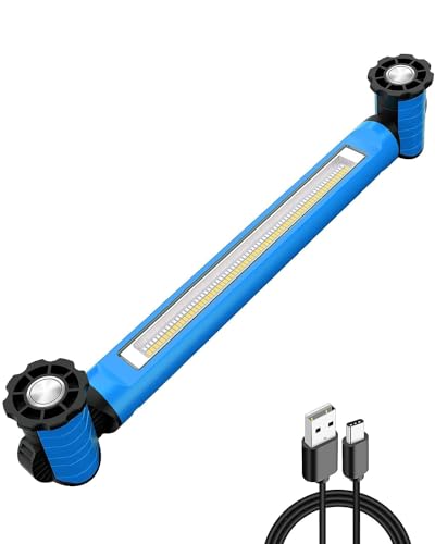 CLY Work Light Bar 3000LM Bright LED Work Light Magnetic Underhood 5000mAh | Rechargeable Mechanic Light with Hooks 6 Modes Cordless Battery Powered for Car Repair/Garage/Workshop/Emergency - color: Blue