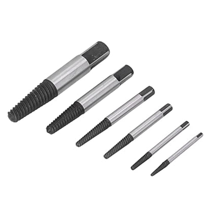 Screw Extractor Kit 6 Pieces | Left Hand Drill Bit Set for Removing Damaged Screws, Bolts & Pipes | Easy Screw Remover Tool for Automotive & Home DIY