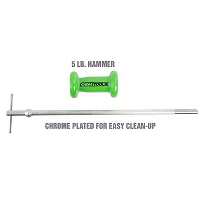 OEMTOOLS 37033 5 Pound Slide Hammer Puller, Heavy Duty Automotive Versatile Use Bearing Hammer, Pull Dents, Remove Bearings and More, Chrome Plated with Carrying Case - style: 5 pound slide hammer